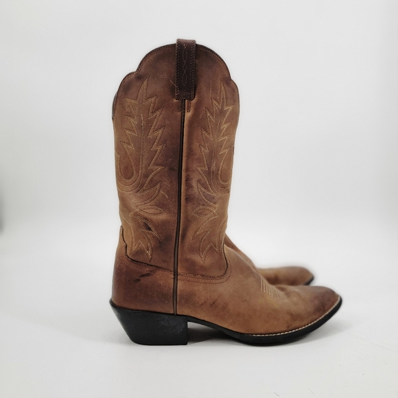 Ariat Heritage R Toe Distressed Brown Cowgirl Western Boots Size 11 EU 42.5 - Picture 11 of 16